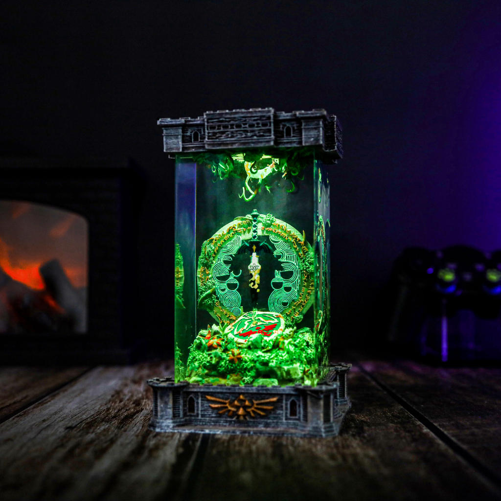 Zelda Shield And Master Sword Diorama Lamp – Egoartbyvan