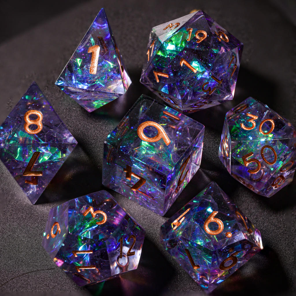 Purple Glitter Galaxy Resin DnD Dice – Egoartbyvan