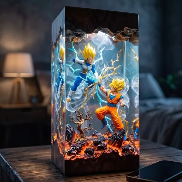 Handmade Dragon Ball Broly Epoxy Lamp – Goku vs Broly Night Light