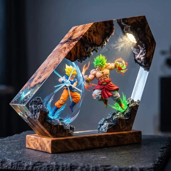 Handmade Dragon Ball Broly Epoxy Lamp – Goku vs Broly Night Light