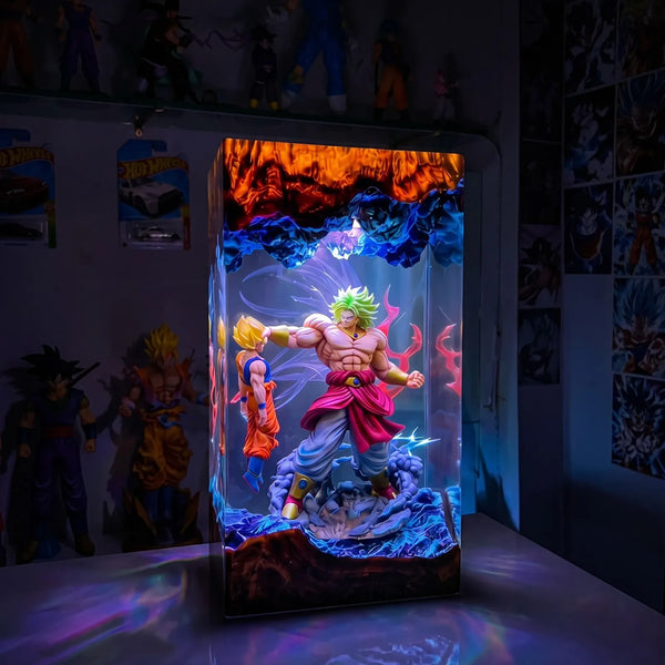 Handmade Dragon Ball Broly Epoxy Lamp – Goku vs Broly Night Light