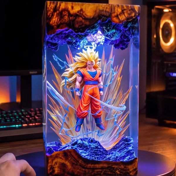 Handmade Dragon Ball Broly Epoxy Lamp – Goku vs Broly Night Light