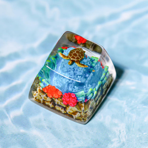 Coral Reef Turtle Artisan Keycap 