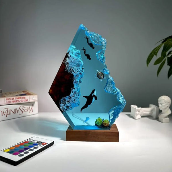 Orca Killer Whale Epoxy lamp