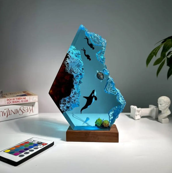 Orca Killer Whale Epoxy lamp