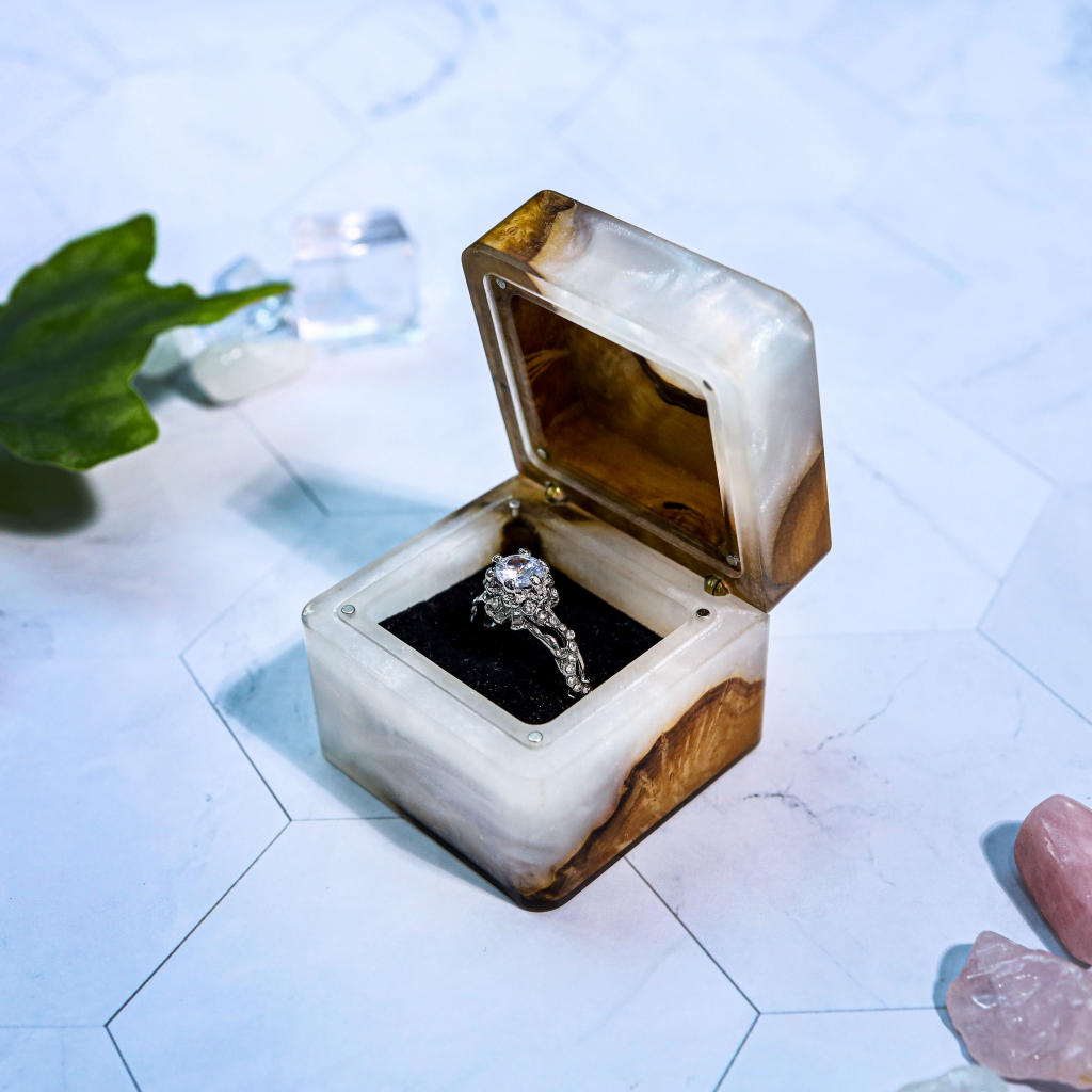Expoxy Box Square Epoxy Resin Engagement Ring Box – Egoartbyvan