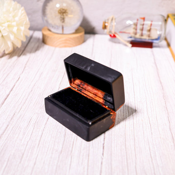 Custom Black Rectangular Resin Double Ring Box