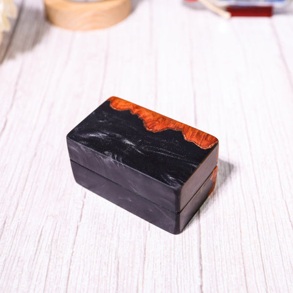 Custom Black Rectangular Resin Double Ring Box