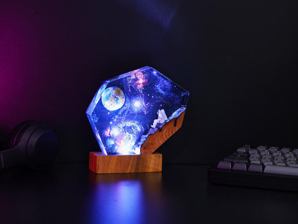 The EARTH and Astronaut Epoxy Lamp