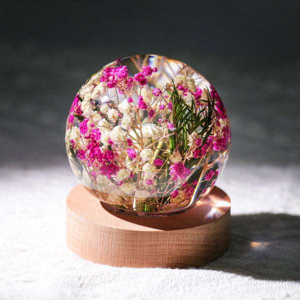 Baby's Breath Flower in Glass Night Lamp