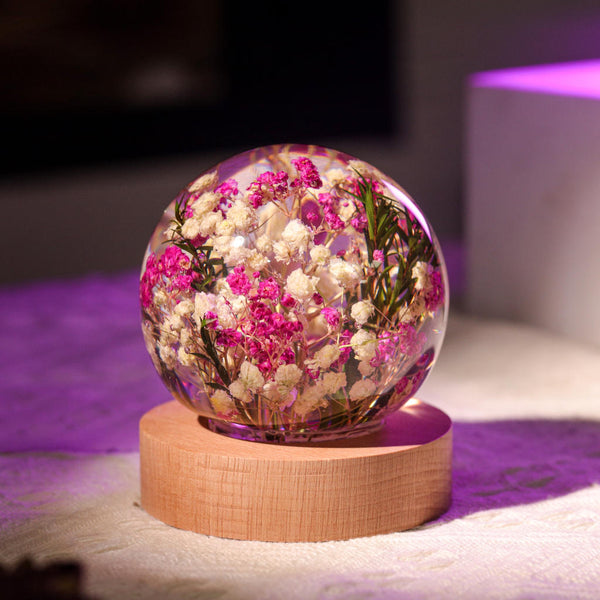 Baby's Breath Flower in Glass Night Lamp