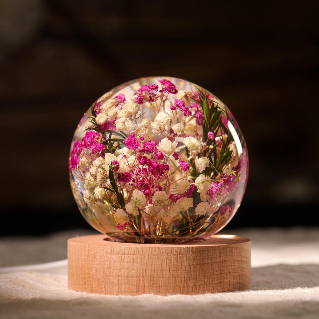 Baby's Breath Flower in Glass Night Lamp