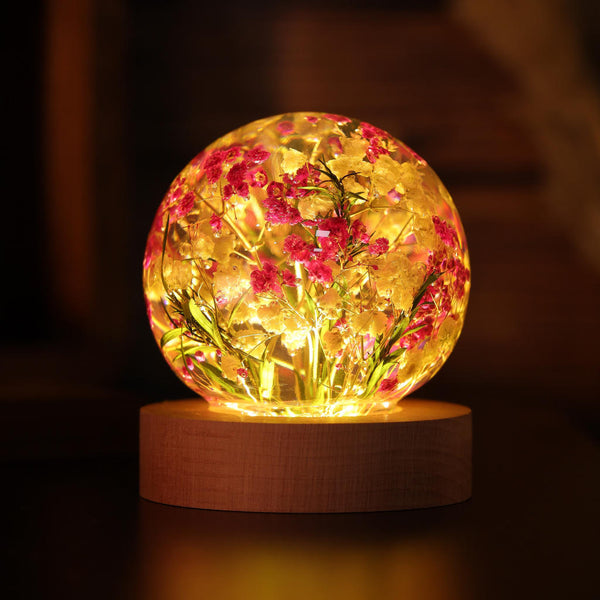 Baby's Breath Flower in Glass Night Lamp