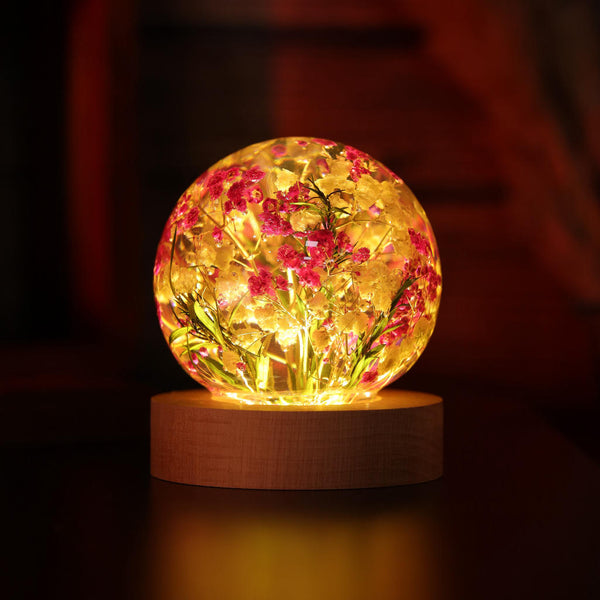 Baby's Breath Flower in Glass Night Lamp