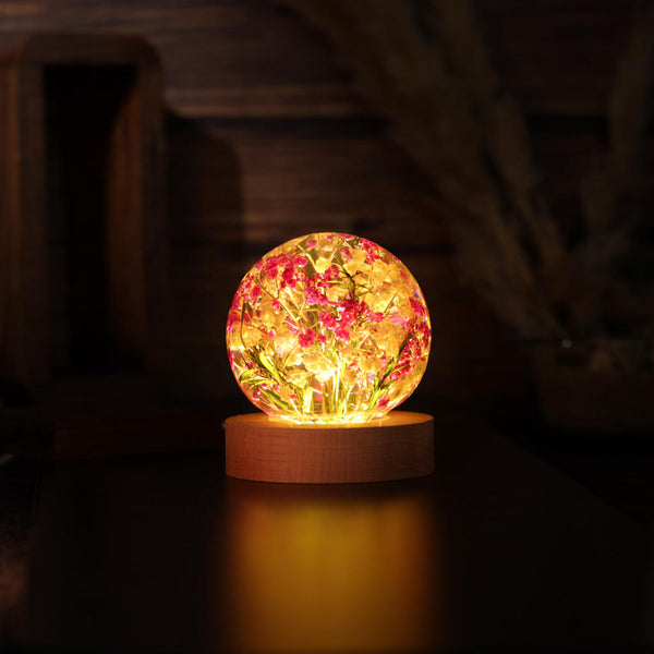 Baby's Breath Flower in Glass Night Lamp