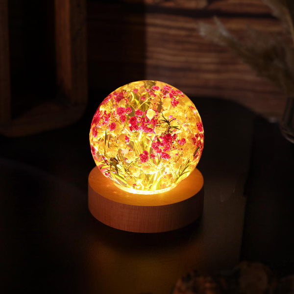 Baby's Breath Flower in Glass Night Lamp