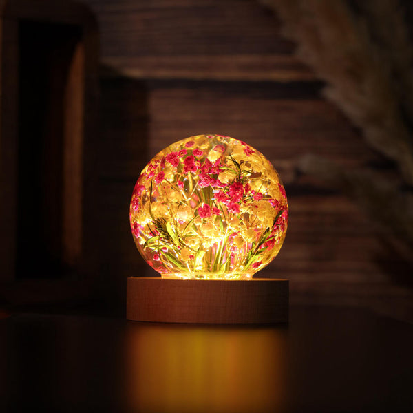 Baby's Breath Flower in Glass Night Lamp