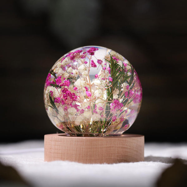 Baby's Breath Flower in Glass Night Lamp