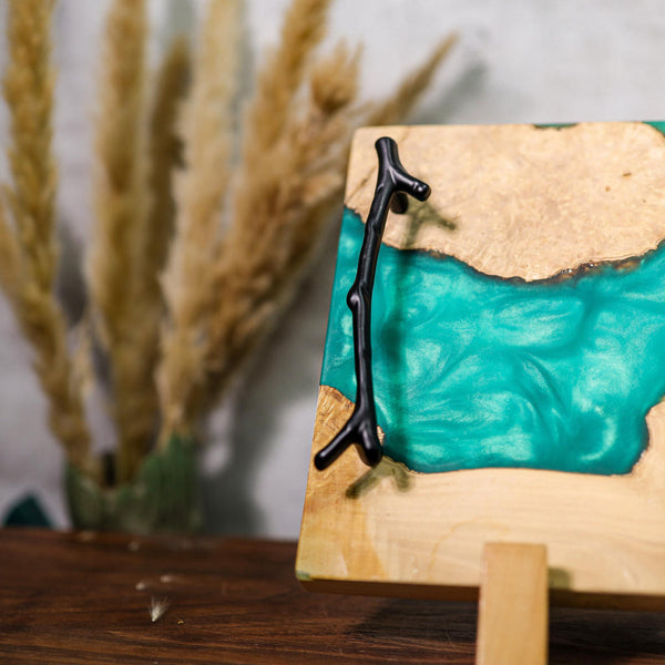 Blue Walnut Epoxy Resin Cheese Tray