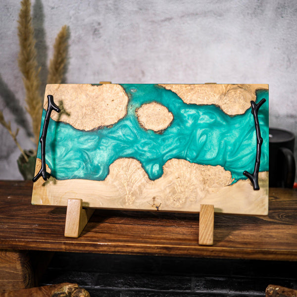 Blue Walnut Epoxy Resin Cheese Tray