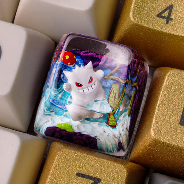 Creepy White Gengar Pokémon Keycap