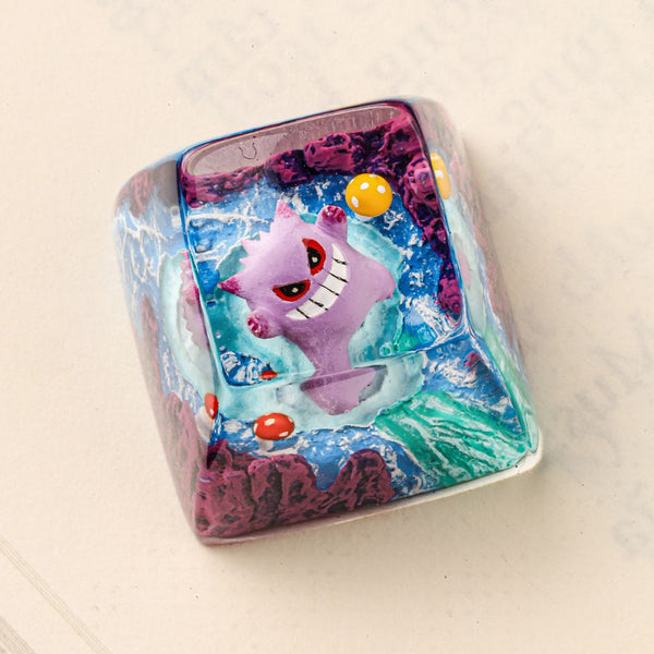 Creepy White Gengar Pokémon Keycap
