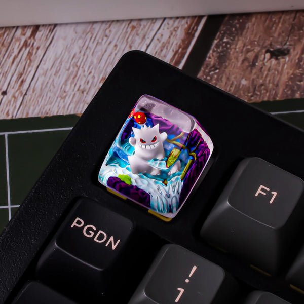 Creepy White Gengar Pokémon Keycap