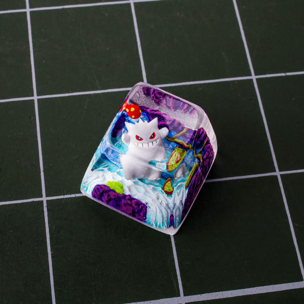 Creepy White Gengar Pokémon Keycap