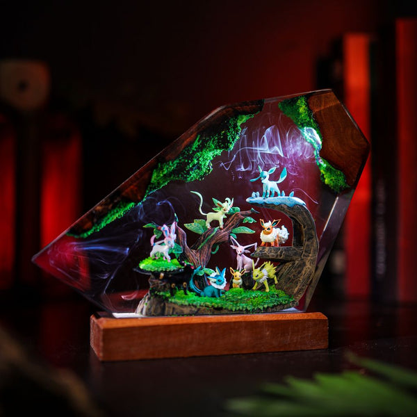 Custom Eeveelutions Wood and Resin Pokémon Lamp