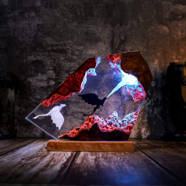 Fire Breathing Toothless and Light Fury Lamp
