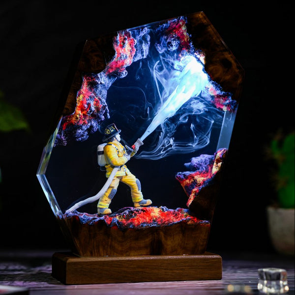 Firefighter Resin Lamp