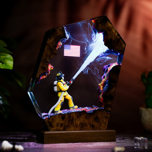 Firefighter Resin Lamp