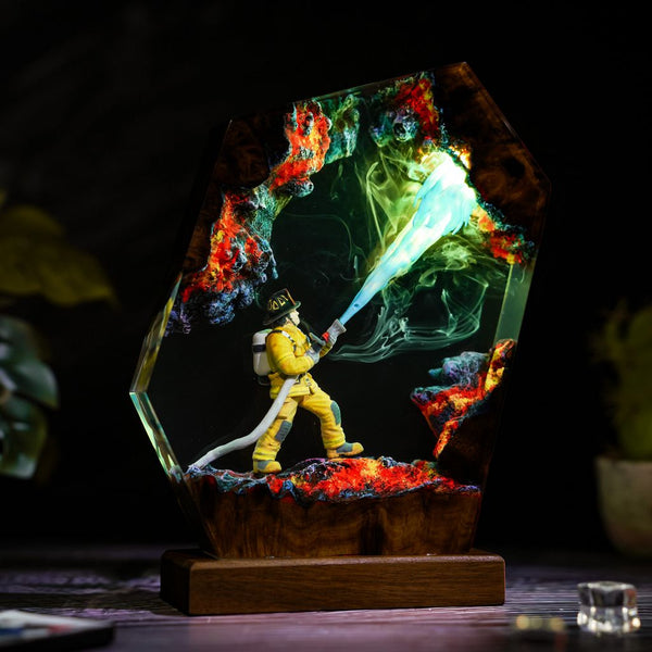 Firefighter Resin Lamp