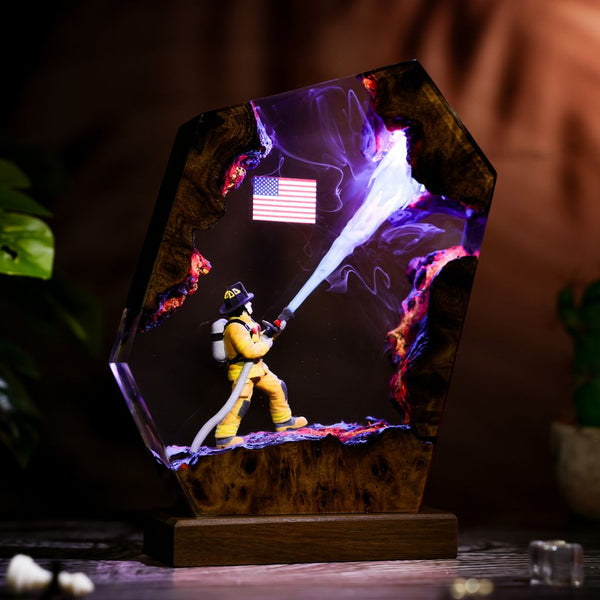 Firefighter Resin Lamp