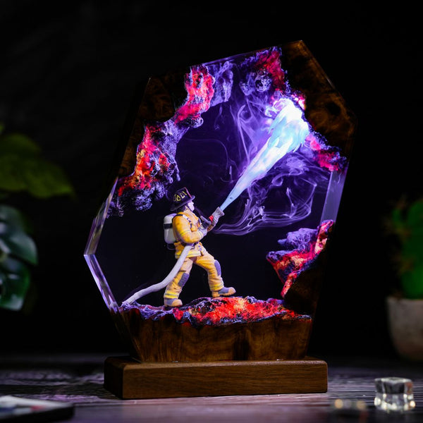 Firefighter Resin Lamp