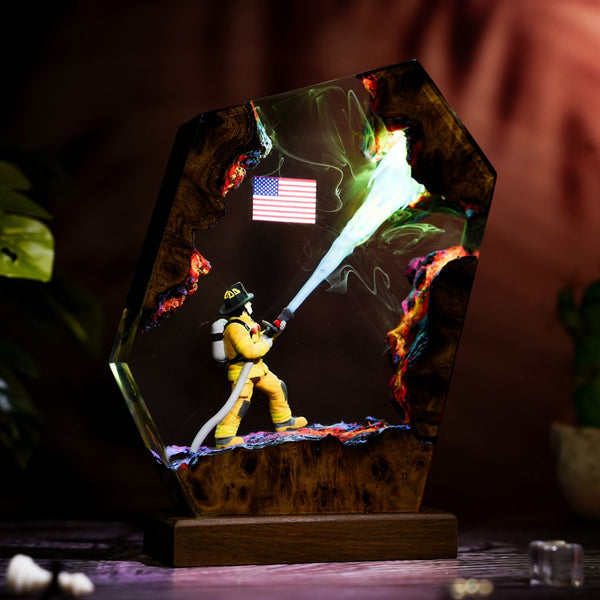 Firefighter Resin Lamp