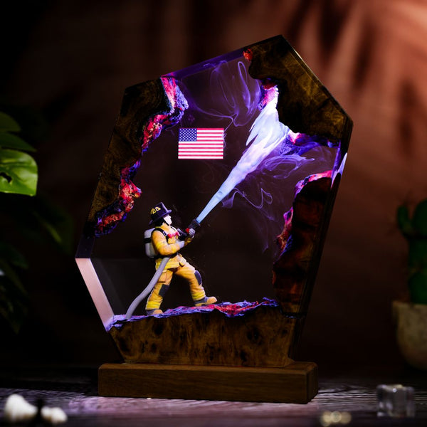 Firefighter Resin Lamp