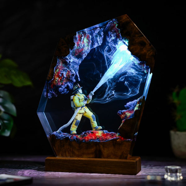 Firefighter Resin Lamp