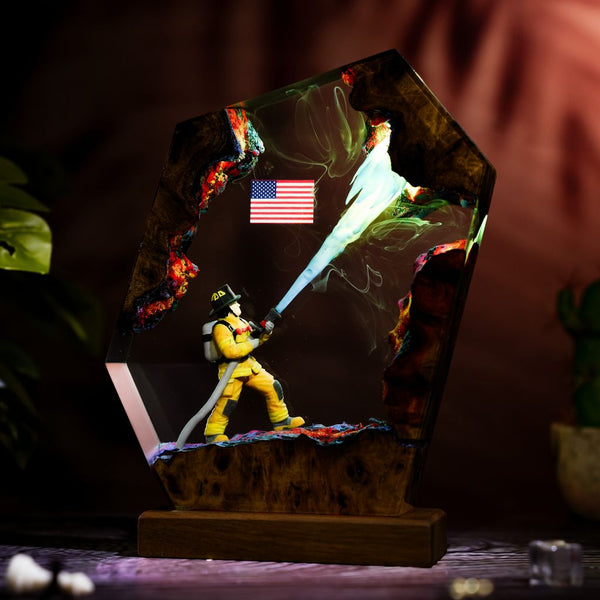 Firefighter Resin Lamp