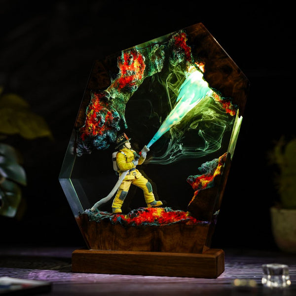 Firefighter Resin Lamp