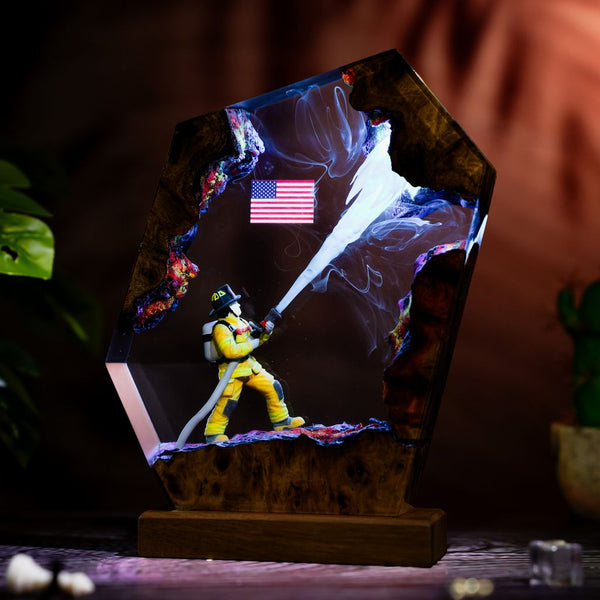 Firefighter Resin Lamp