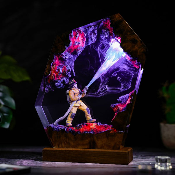 Firefighter Resin Lamp