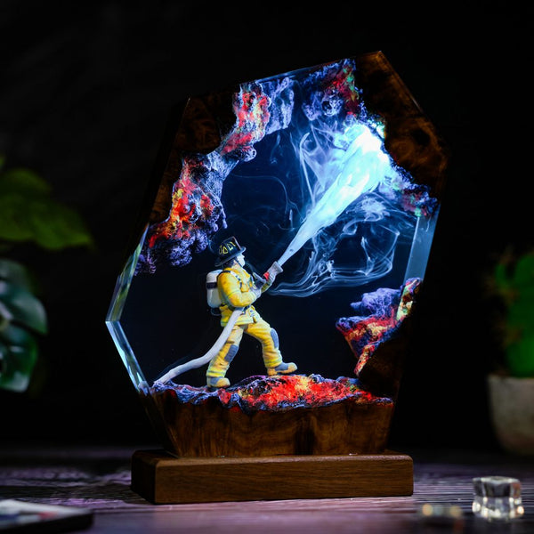 Firefighter Resin Lamp