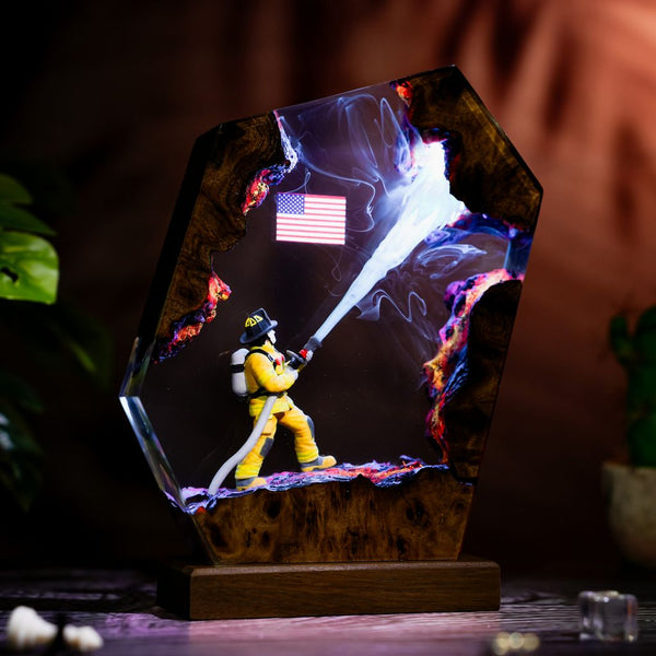 Firefighter Resin Lamp