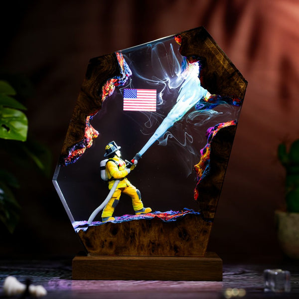Firefighter Resin Lamp