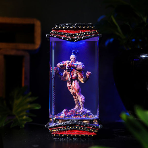Four-Arm Warrior Wood Resin Light