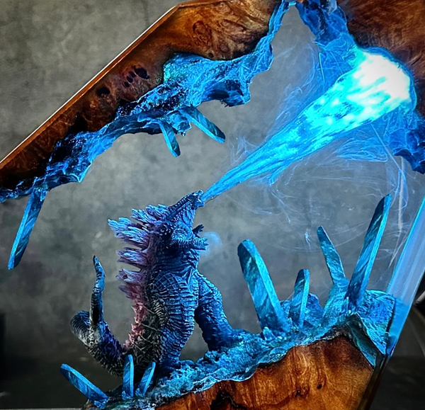 Godzilla Monster Burning Epoxy Lamps