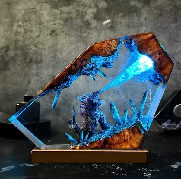 Godzilla Monster Burning Epoxy Lamps