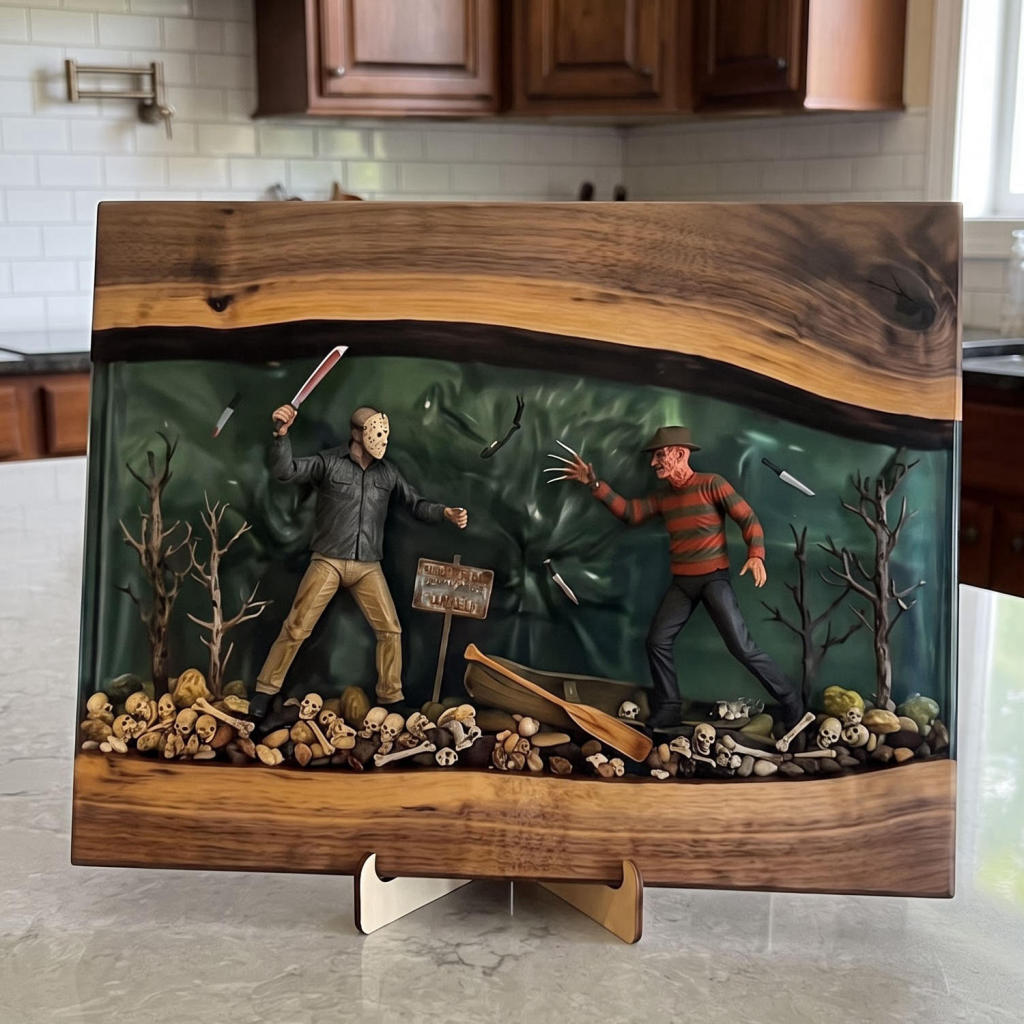Jason Voorhees vs. Freddy Krueger Halloween Serving Board