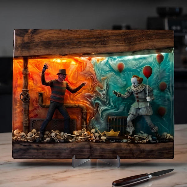 Pennywise vs Freddy Krueger Halloween Serving Board